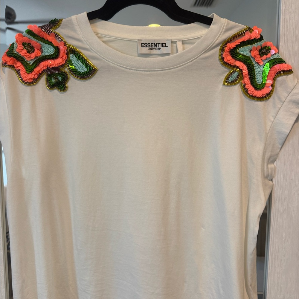 Essentiel Antwerp White Embellished Tank Top
